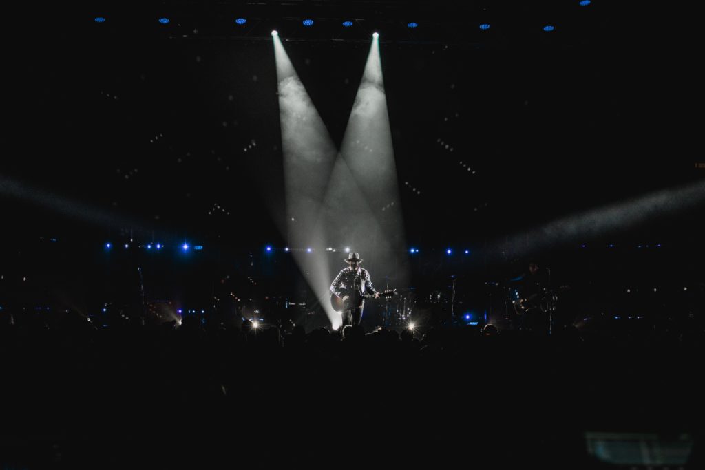 Rock and roll lighting - hard lighting top down