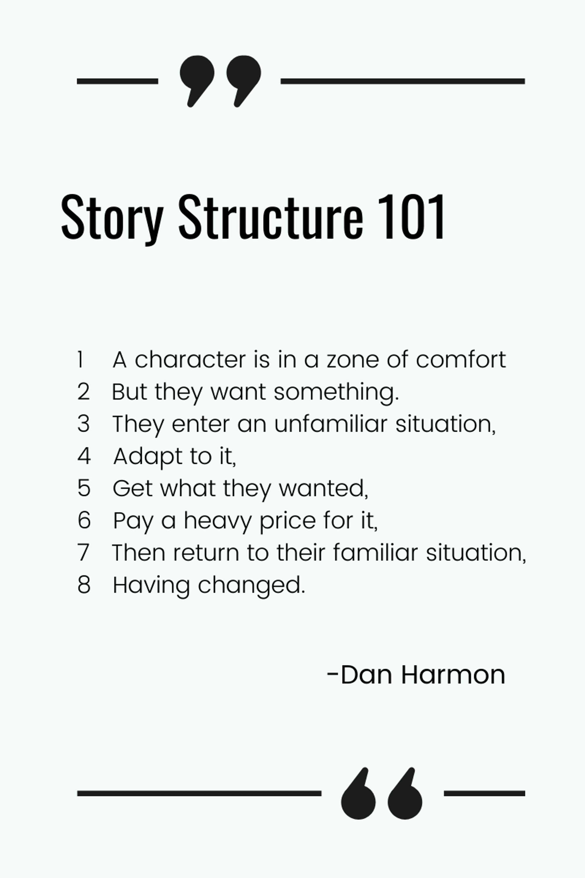 Story Structure 101 - quote from Dan Harmon