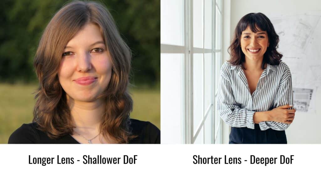 comparison of long and shorter lens